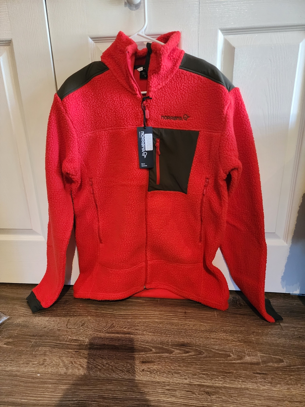 Men's Norrona Flame Scarlet Red Fleece Jacket - Insulated Full-Zip